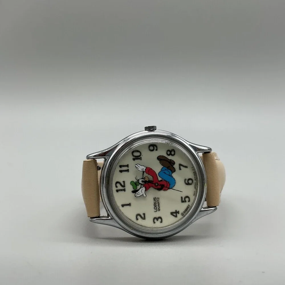 Vintage Lorus Disney Goofy Boys Watch 31mm V516-6A00 Leather New Battery